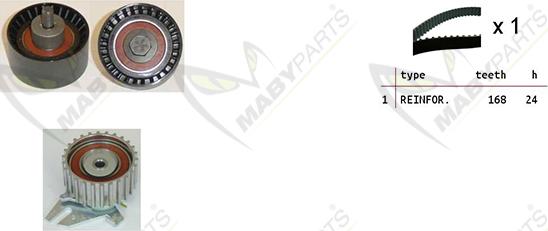 Mabyparts OBK010174 - Комплект ангренажен ремък vvparts.bg