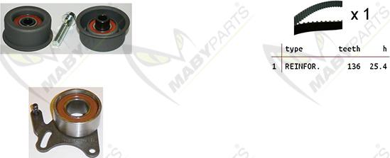 Mabyparts OBK010399 - Комплект ангренажен ремък vvparts.bg