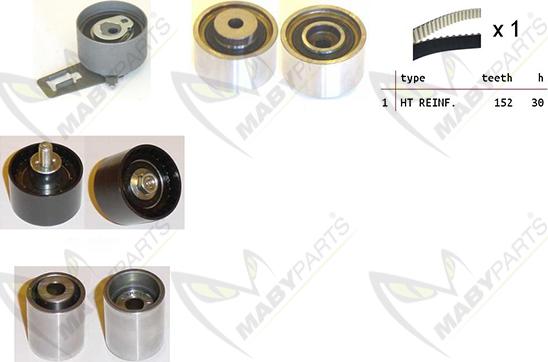 Mabyparts OBK010344 - Комплект ангренажен ремък vvparts.bg