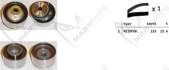 Mabyparts OBK010346 - Комплект ангренажен ремък vvparts.bg