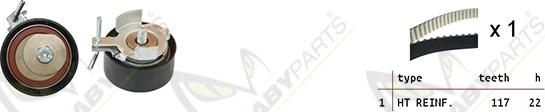 Mabyparts OBK010350 - Комплект ангренажен ремък vvparts.bg