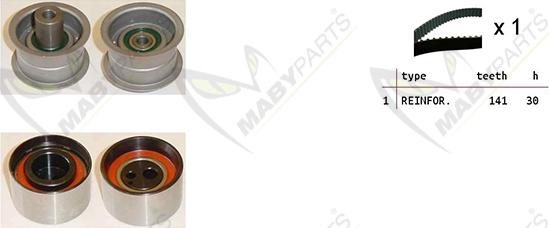 Mabyparts OBK010369 - Комплект ангренажен ремък vvparts.bg