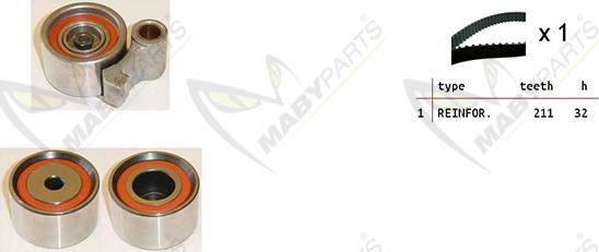 Mabyparts OBK010307 - Комплект ангренажен ремък vvparts.bg