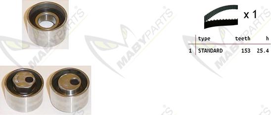 Mabyparts OBK010389 - Комплект ангренажен ремък vvparts.bg