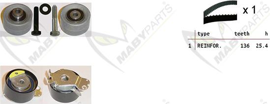 Mabyparts OBK010379 - Комплект ангренажен ремък vvparts.bg