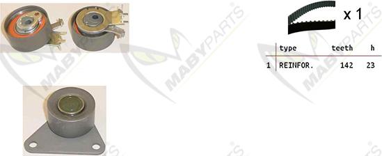 Mabyparts OBK010374 - Комплект ангренажен ремък vvparts.bg