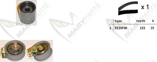 Mabyparts OBK010372 - Комплект ангренажен ремък vvparts.bg