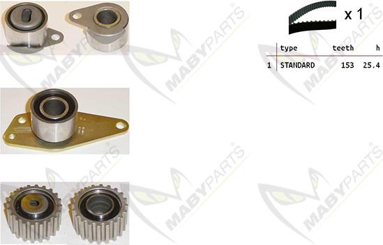 Mabyparts OBK010296 - Комплект ангренажен ремък vvparts.bg