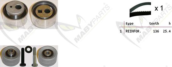 Mabyparts OBK010292 - Комплект ангренажен ремък vvparts.bg