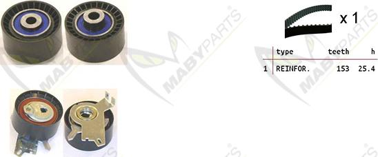 Mabyparts OBK010244 - Комплект ангренажен ремък vvparts.bg