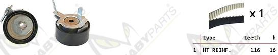 Mabyparts OBK010246 - Комплект ангренажен ремък vvparts.bg