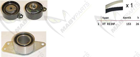 Mabyparts OBK010243 - Комплект ангренажен ремък vvparts.bg