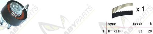 Mabyparts OBK010242 - Комплект ангренажен ремък vvparts.bg