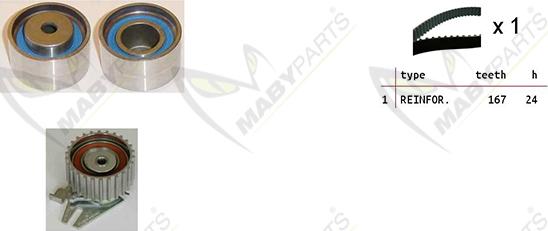 Mabyparts OBK010255 - Комплект ангренажен ремък vvparts.bg