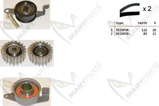 Mabyparts OBK010250 - Комплект ангренажен ремък vvparts.bg