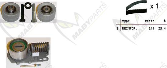 Mabyparts OBK010268 - Комплект ангренажен ремък vvparts.bg