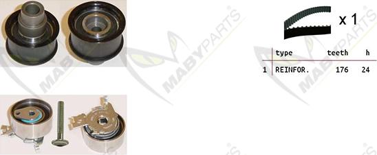 Mabyparts OBK010204 - Комплект ангренажен ремък vvparts.bg