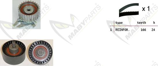 Mabyparts OBK010205 - Комплект ангренажен ремък vvparts.bg