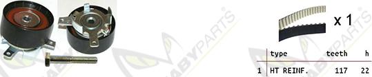 Mabyparts OBK010200 - Комплект ангренажен ремък vvparts.bg