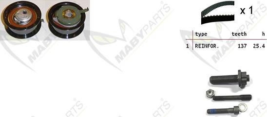 Mabyparts OBK010207 - Комплект ангренажен ремък vvparts.bg