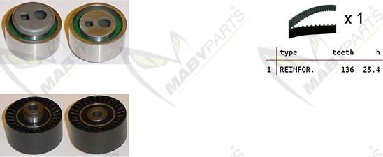 Mabyparts OBK010219 - Комплект ангренажен ремък vvparts.bg