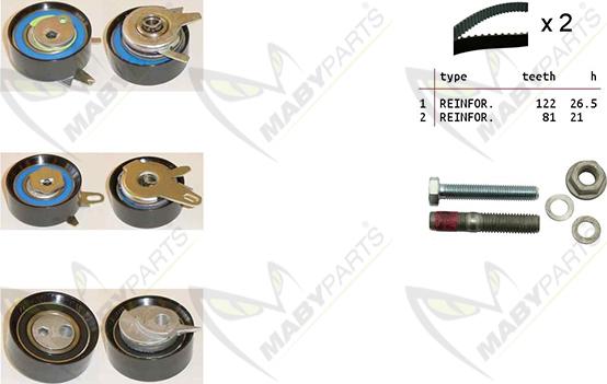 Mabyparts OBK010210 - Комплект ангренажен ремък vvparts.bg