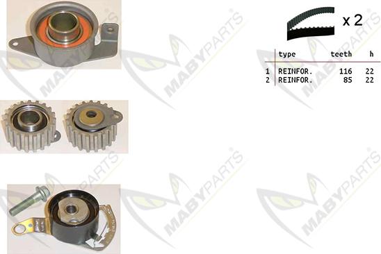 Mabyparts OBK010212 - Комплект ангренажен ремък vvparts.bg