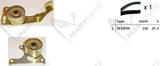 Mabyparts OBK010280 - Комплект ангренажен ремък vvparts.bg