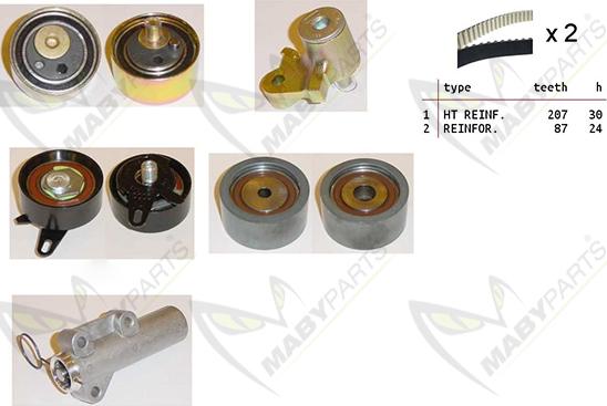 Mabyparts OBK010239 - Комплект ангренажен ремък vvparts.bg