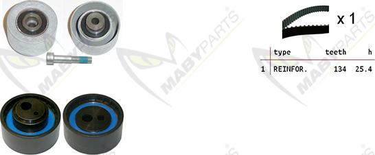 Mabyparts OBK010237 - Комплект ангренажен ремък vvparts.bg