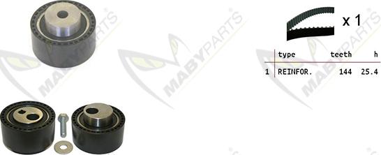 Mabyparts OBK010228 - Комплект ангренажен ремък vvparts.bg