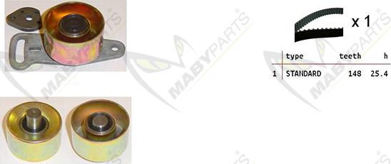 Mabyparts OBK010274 - Комплект ангренажен ремък vvparts.bg