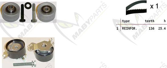 Mabyparts OBK010270 - Комплект ангренажен ремък vvparts.bg