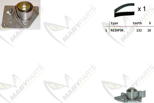 Mabyparts OBKWP0094 - Водна помпа+ к-кт ангренажен ремък vvparts.bg