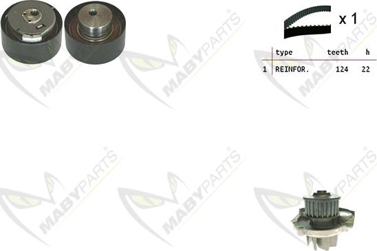 Mabyparts OBKWP0055 - Водна помпа+ к-кт ангренажен ремък vvparts.bg