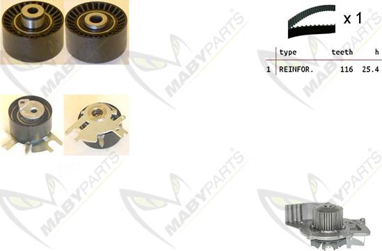 Mabyparts OBKWP0068 - Водна помпа+ к-кт ангренажен ремък vvparts.bg