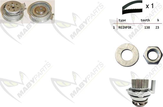 Mabyparts OBKWP0086 - Водна помпа+ к-кт ангренажен ремък vvparts.bg