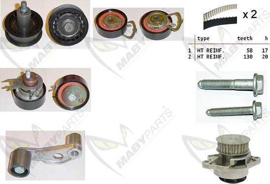 Mabyparts OBKWP0079 - Водна помпа+ к-кт ангренажен ремък vvparts.bg