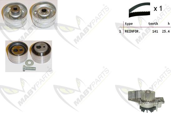 Mabyparts OBKWP0076 - Водна помпа+ к-кт ангренажен ремък vvparts.bg