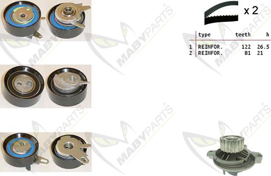 Mabyparts OBKWP0156 - Водна помпа+ к-кт ангренажен ремък vvparts.bg