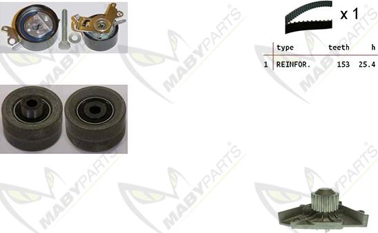 Mabyparts OBKWP0158 - Водна помпа+ к-кт ангренажен ремък vvparts.bg