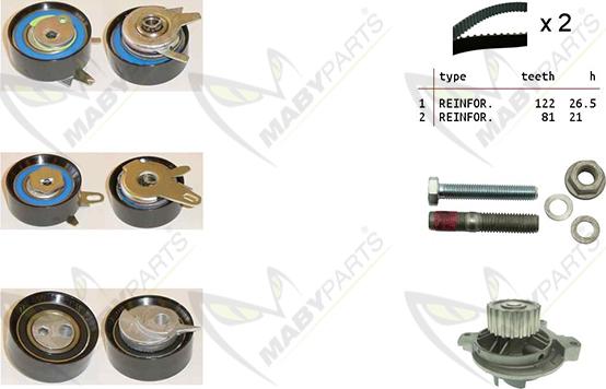 Mabyparts OBKWP0169 - Водна помпа+ к-кт ангренажен ремък vvparts.bg