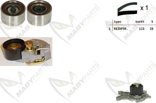 Mabyparts OBKWP0160 - Водна помпа+ к-кт ангренажен ремък vvparts.bg