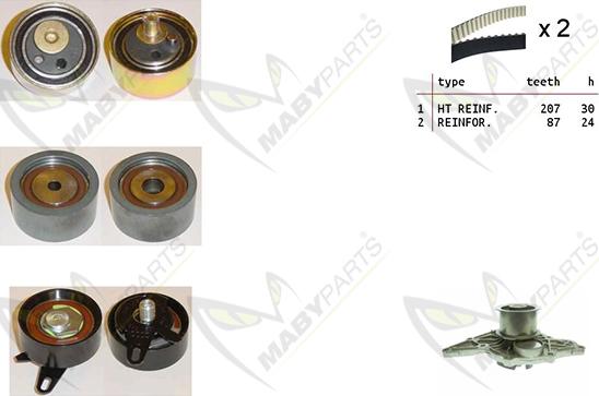 Mabyparts OBKWP0168 - Водна помпа+ к-кт ангренажен ремък vvparts.bg