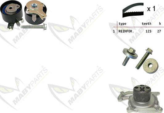 Mabyparts OBKWP0109 - Водна помпа+ к-кт ангренажен ремък vvparts.bg