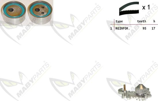 Mabyparts OBKWP0108 - Водна помпа+ к-кт ангренажен ремък vvparts.bg