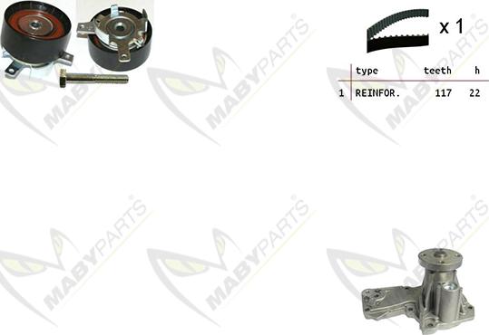 Mabyparts OBKWP0119 - Водна помпа+ к-кт ангренажен ремък vvparts.bg