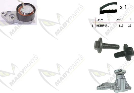 Mabyparts OBKWP0111 - Водна помпа+ к-кт ангренажен ремък vvparts.bg