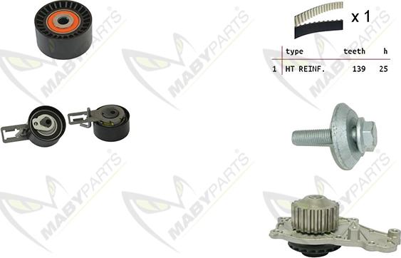 Mabyparts OBKWP0139 - Водна помпа+ к-кт ангренажен ремък vvparts.bg