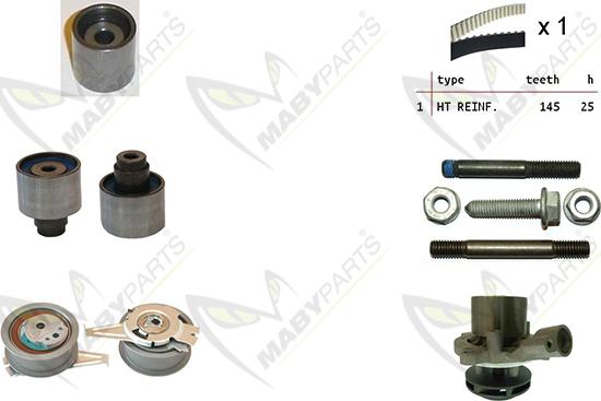 Mabyparts OBKWP0135 - Водна помпа+ к-кт ангренажен ремък vvparts.bg